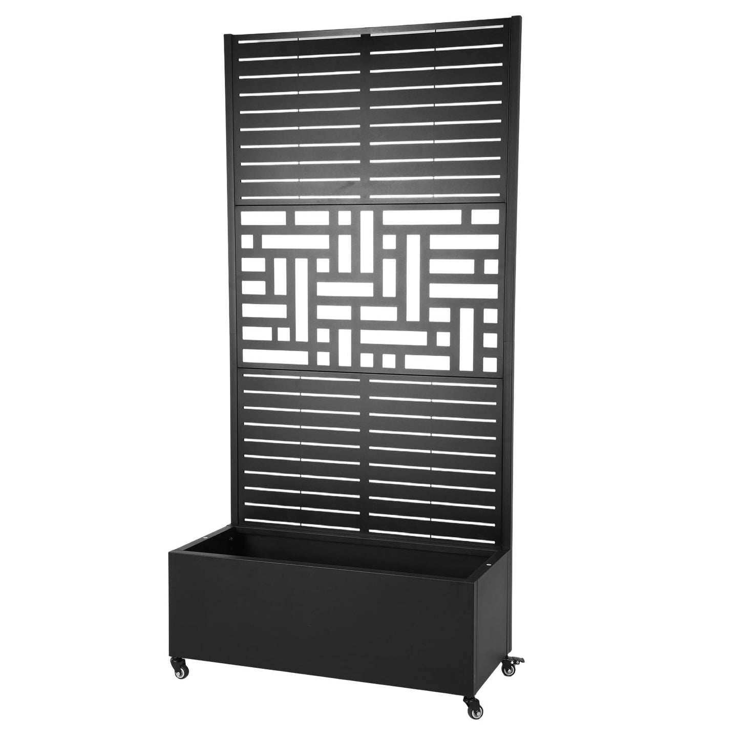 CervidomePro Metal Planter Box with Trellis Standing Planter Box for Climbing Plants/Vines Raised Garden Bed On Wheels 70.87x35.43x15.75 Inch