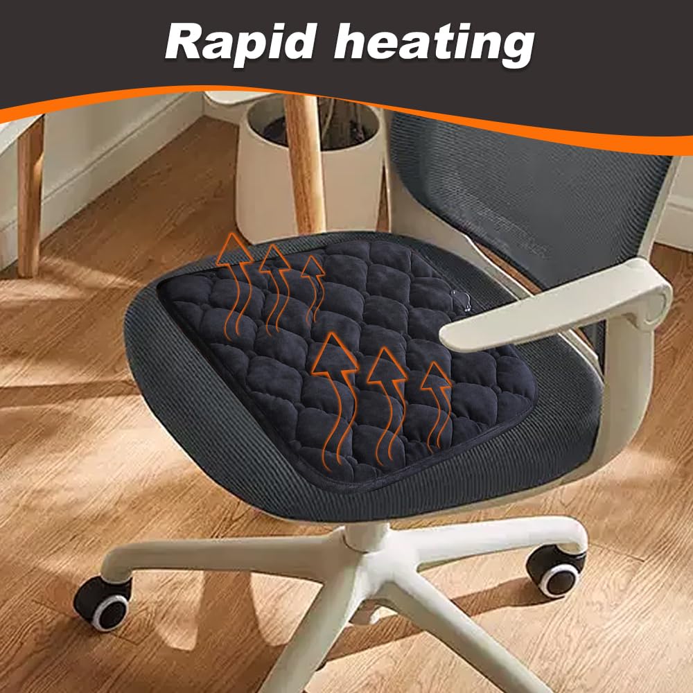 Lagwry 2025 New Comfortable Portable Heated Seat Cushion, Office Universal Soft Seat Chair Cushion with Winter Heated Seat Cover for Home Office, USB Heated Seat Pad for Office Chair (Gray)