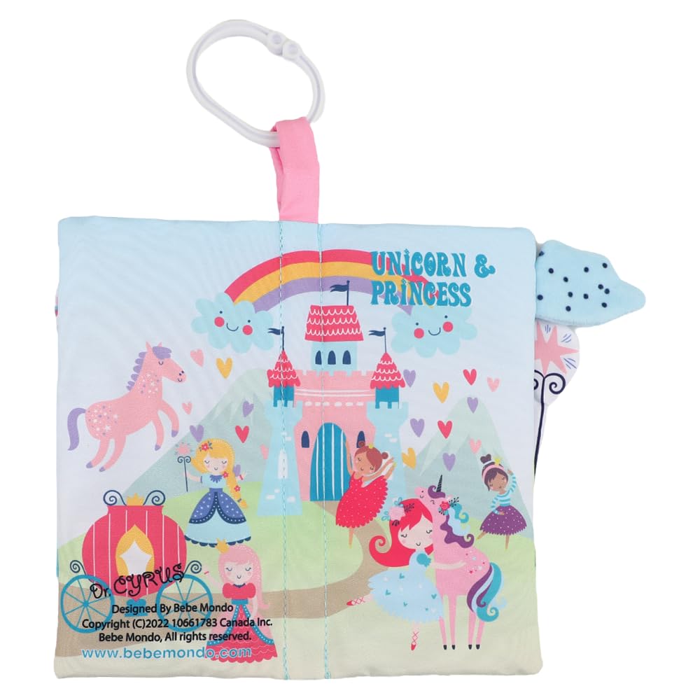bebe mondo Unicorn Baby Crinkle Books & Fish Teething Toy for Newborn Babies Infants 0-3-6-12-18 Months Baby Gift