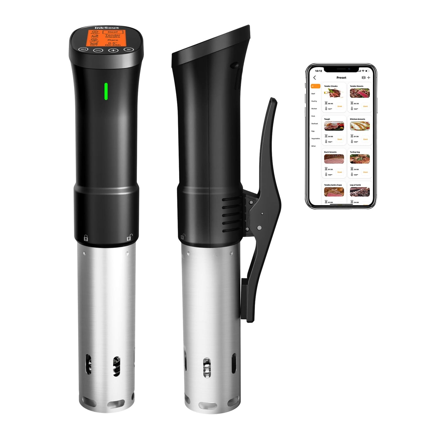 WiFi 2.4G Sous Vide Cooker 1000W,Sous Vide Machine Ultra-Quiet & 3D Fast Heating, App Control, Timer, Precise Calibration & 14 Recipes