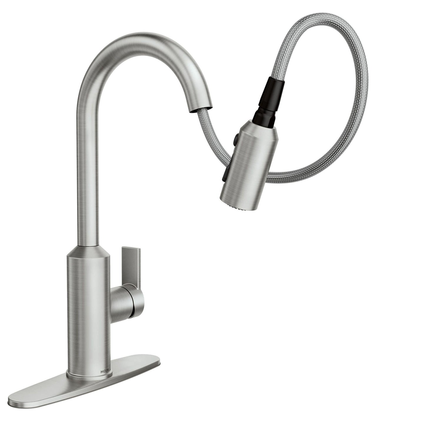 Moen Meena One Handle Kitchen Faucet with Pull Down Sprayer, High Arc Kitchen Sink Faucet Featuring Reflex System and Duralock Quick Connect, Spot Resist Stainless, 87270SRS