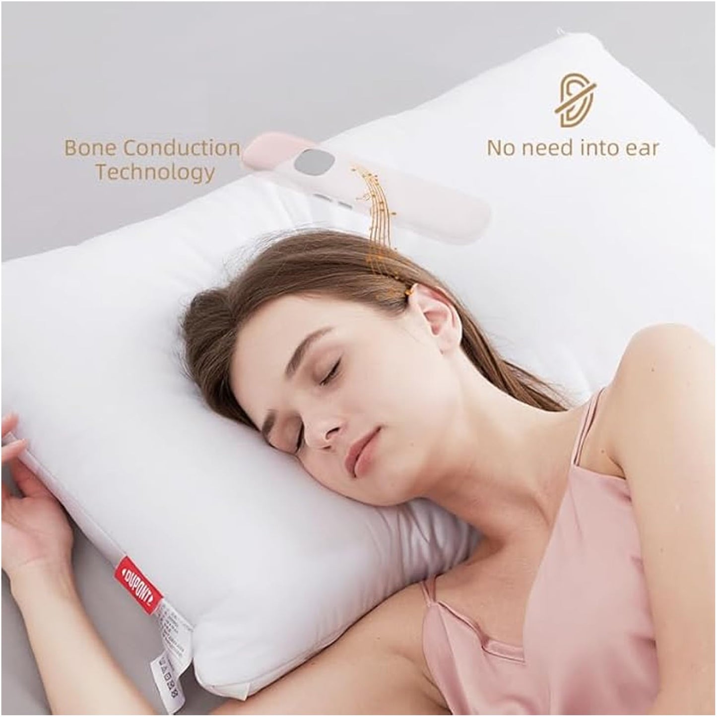 Pillow Speaker for Deep Sleep - Wireless Bluetooth Bone Conduction, Built-in White Noise & Adjustable Timer | TF Card Supported, Ideal for Side Sleepers & Insomniacs