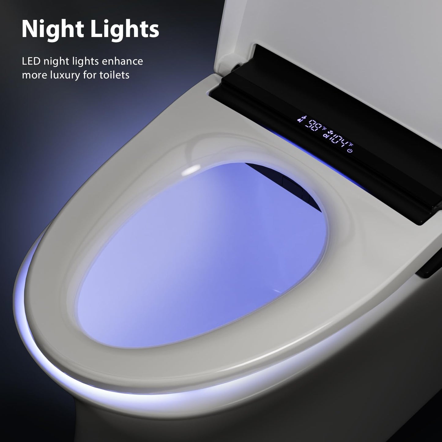 Baotree Electric Toilet Seat, Elongated Smart Heated Toilet Seat with Warm Water & Dryer, Feminine & Child Hip Wash, Wireless Remote, Self-Clean, Stainless Steel Nozzle, Adjustable Water Pressure