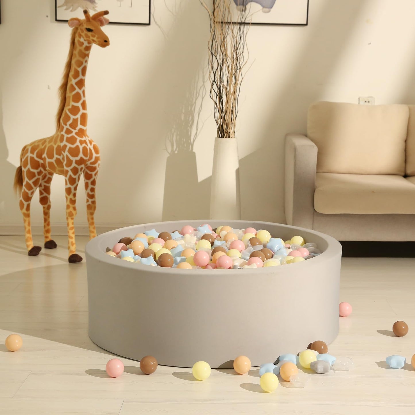 GOGOSO Ball Pits Balls Toddlers 50 100 200 500 Plastics Shape Ball Non-Phthalate Non-BPA Non-Toxic 2.2-Inch Crush Proof Play Balls, Cream Mix,100 Balls