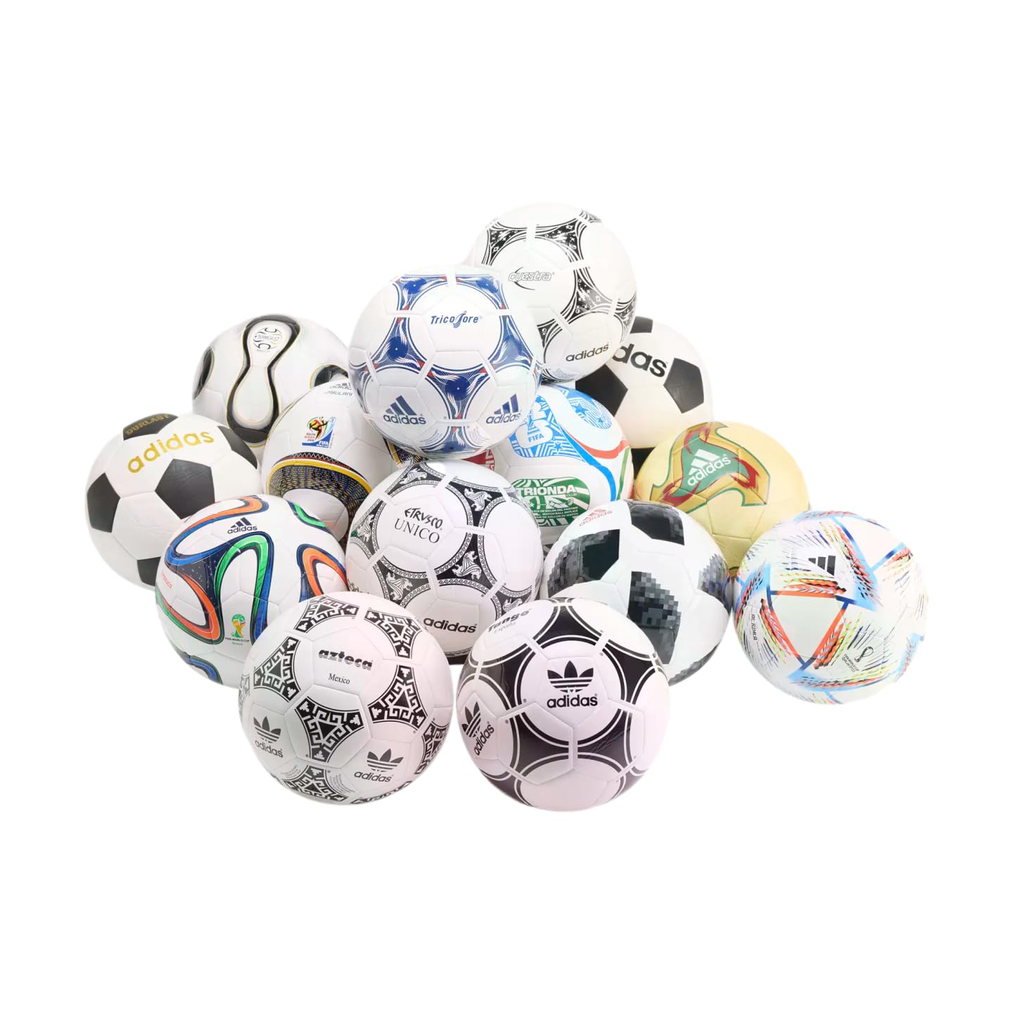 adidas World Cup Historical Mini and Club Ball Set - Replicas of Last 15 FIFA World Cup Match Balls (5, Club Ball Historical Set)
