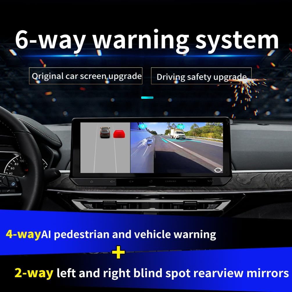 BY-J 360 Degree Bird View Surround System, 1080P Car DVR Recording Panoramic View, 6CH All Round Rear View Camera with AI Intelligence, for Car, SUV, Van Vehicles