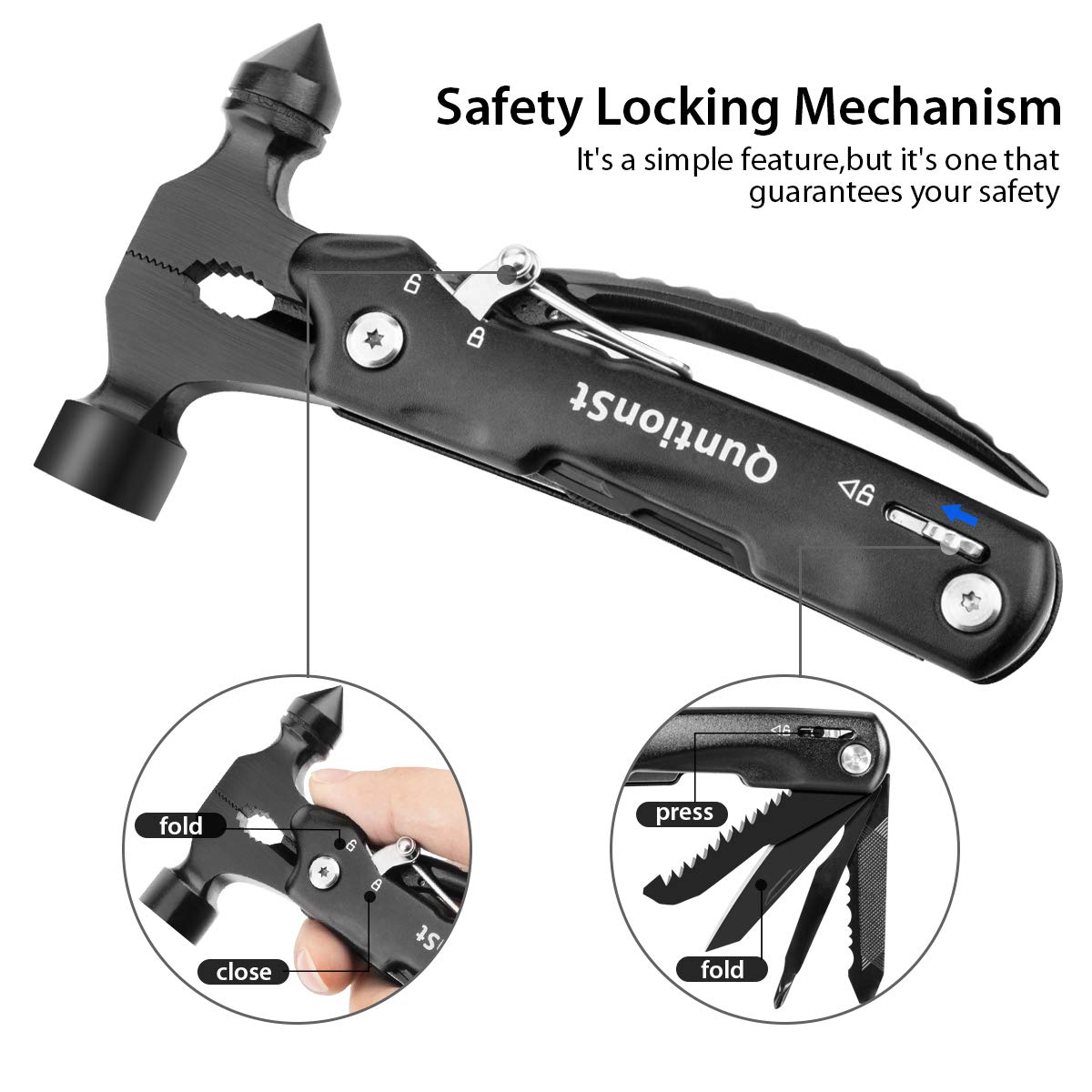 Mens Stocking Stuffers, Gifts for Men, Survival Hammer Multitool,Christmas Gifts for Dad, Emergency Escape Car Safety Hammer Multi-Tool 12 in 1,Cool Gadgets forCamping Hiking Household,Mini Multi tool