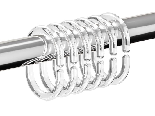 Resze 24 PCS Shower Curtain Rings, Plastic Clear Shower Curtain Hooks, C-Shaped Rings Hook Hanger Bathroom Shower Window Rod