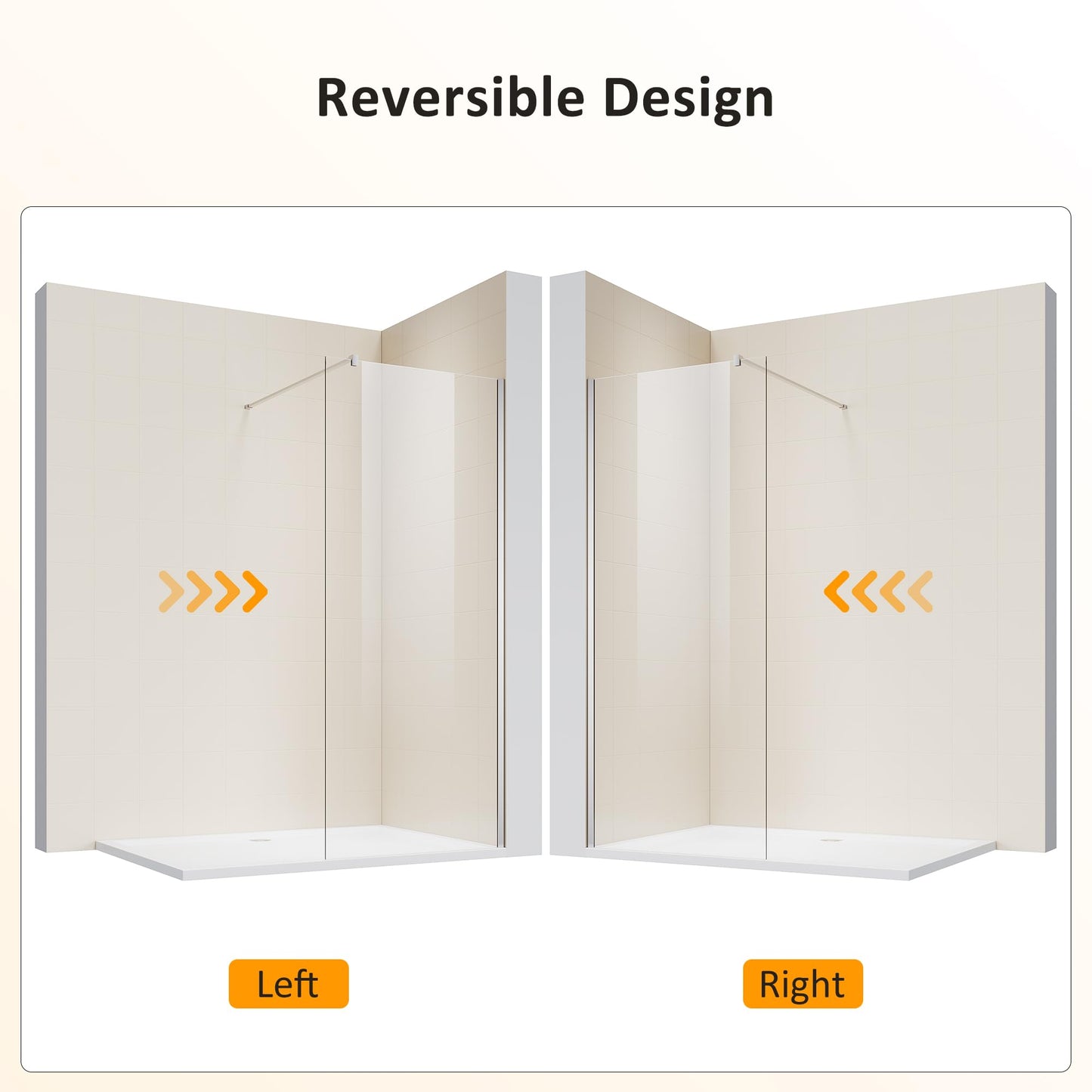 SUNNY SHOWER 30" W x 74" H Walk In Shower Door 5/16" Tempered Shower Glass Door Frameless Shower Glass Door with Support Bar, Chrome Finish