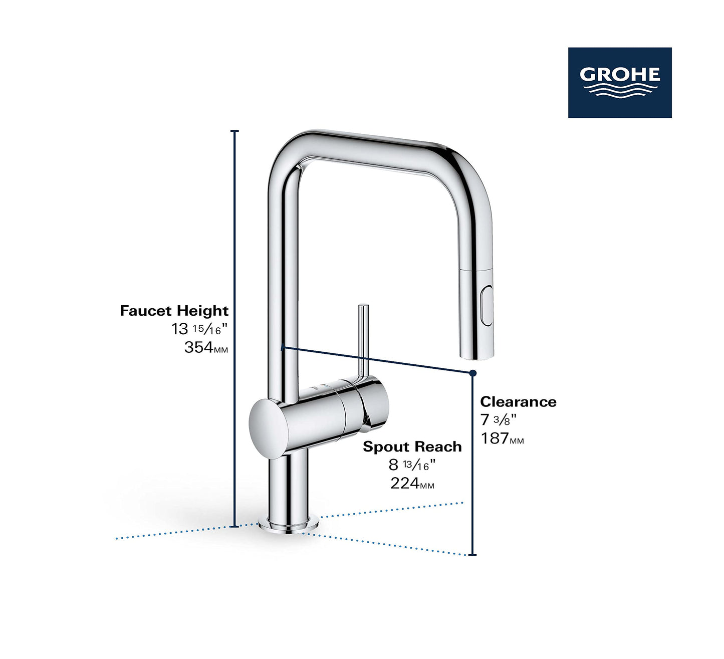 GROHE 32319003 Minta Pull-Down U Kitchen Faucet Chrome