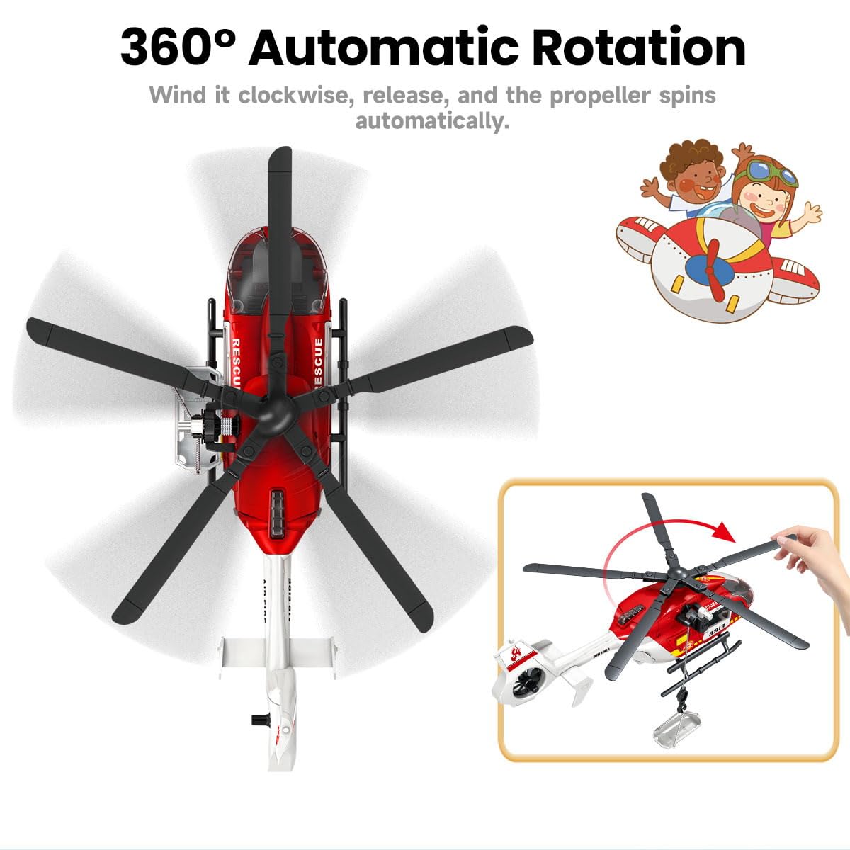 ANJARU Helicopter Toy with Lights and Sound,Simulative Rescue Helicopter Toddler Kids Toys for Kids Aged 3 4 5 6 Pull-Back Propeller Army Toys Toddler Kids Boys Gifts (Fire Fighting-Helicopter)