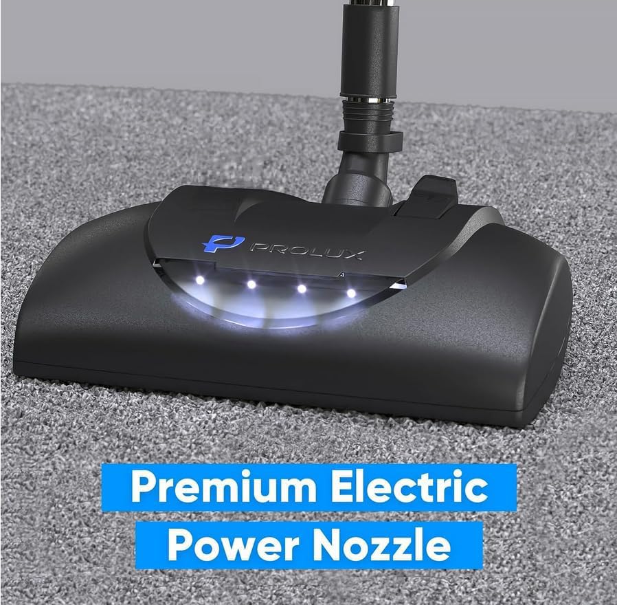 Prolux Phantom Canister Vacuum Cleaner with North American Prolux Power Nozzle, Lightweight, Powerful, H12 HEPA Filter Easy Suction Adjustment, Perfect for Quick and Efficient Cleaning