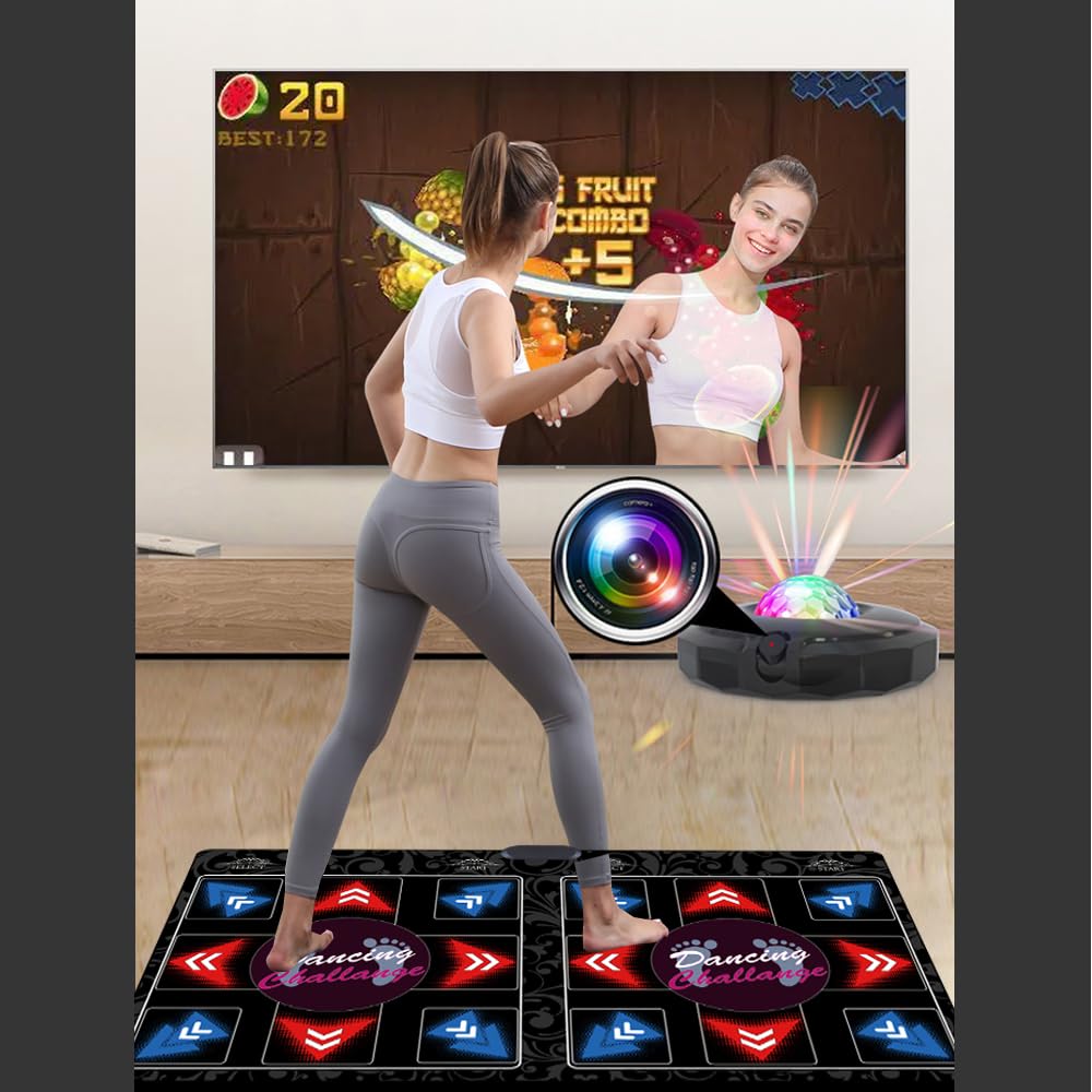 WuZhuangYuan HDMI Musical Electronic Dance mat with a Camera,81 Music Videos,Including 1000 Games,a 64G Large Memory Card,650 Songs,for Single/Double Users,a Luxurious Gift for Boys and Girls