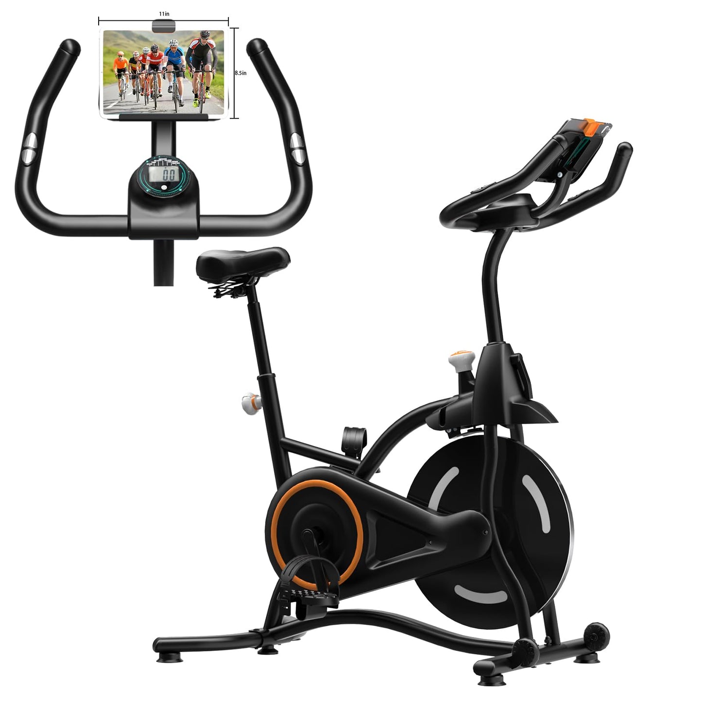 HOELLL Exercise Bike with Exclusive Heart Rate Sensor and APP Sync, Stationary Bikes for Home with Continuously Variable Resistance, Compact Indoor Cycling Bike with Tablet Mount