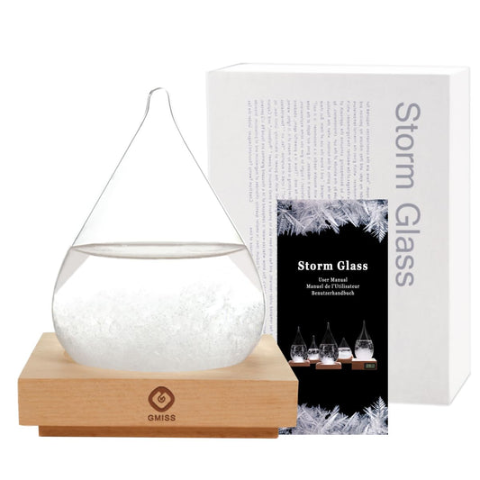 Storm Glass Weather Forecast Bottle,Snow Globe Barometer Bottle, Water Drop Weather Forecast Bottle, Home and Office Decorative Glass Bottles, Unique Gifts for Her (M)