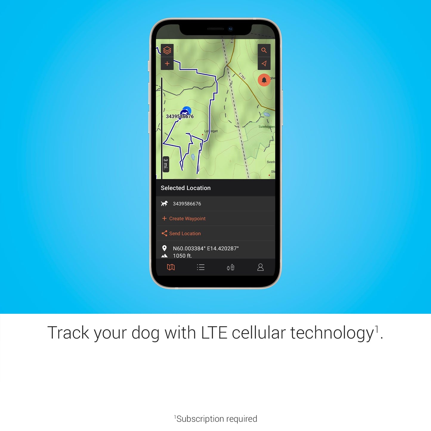 Garmin Alpha® LTE, Cellular Technology Dog Tracker, See Your Dog's Movements On Your Compatible Smartphone or Integrate it with Your Garmin Dog Tracking System to Track via VHF or LTE