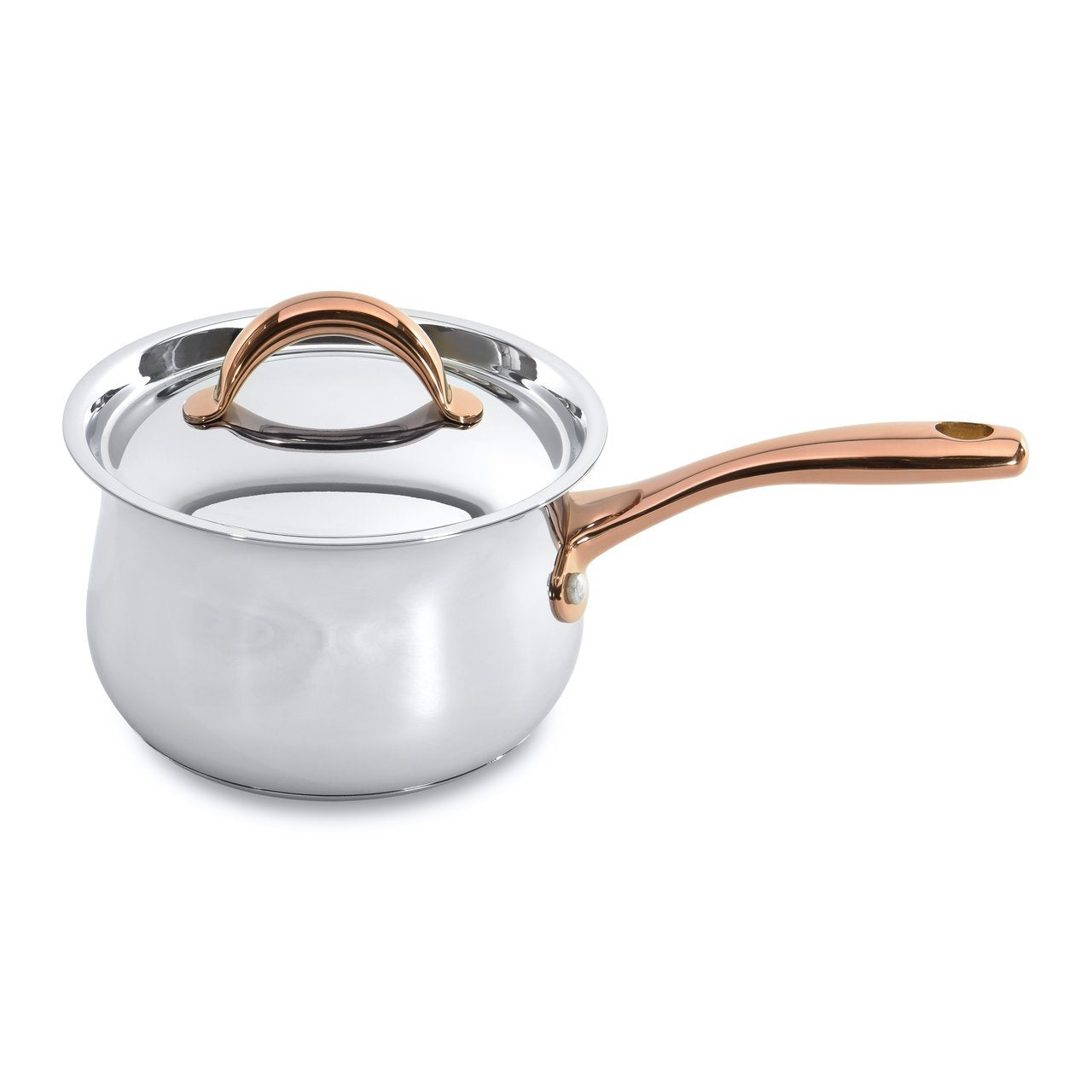 BergHOFF 11 Piece Ouro Cookware Set with Gold Handles, Silver/Rose, Large