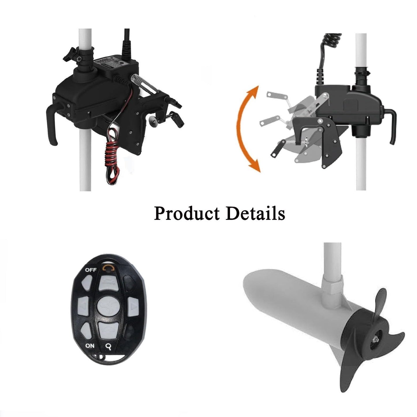 Zichen Haswing CaymanT Transom-Mount Trolling Motor with Wireless Remote - 55LBS Thrust, 26in. Shaft for Kayak Fishing Boat in Freshwater & Saltwater