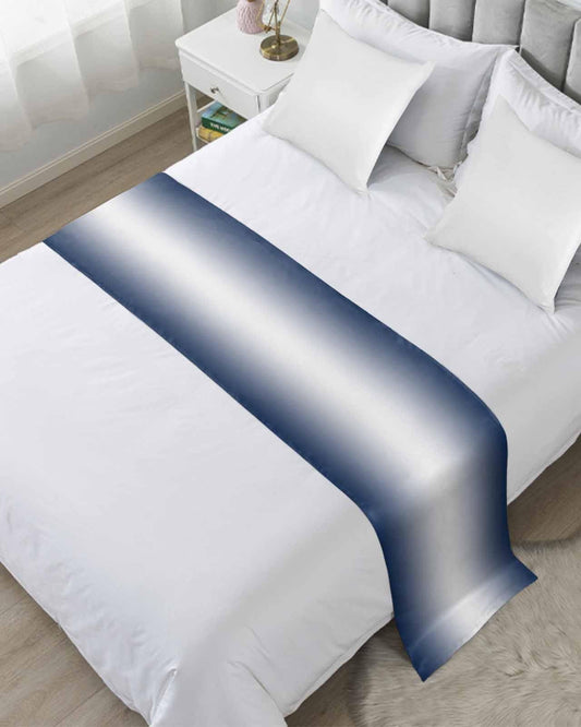 DecorLovee Navy Blue Ombre Bed Runners for King Size Bed, Modern Abstract Decorative Bed Throws for Foot of Bed, Blue White Gradient Bed Runner Sofa Throw Bedding Scarf Protector Slipcover for Bedroom