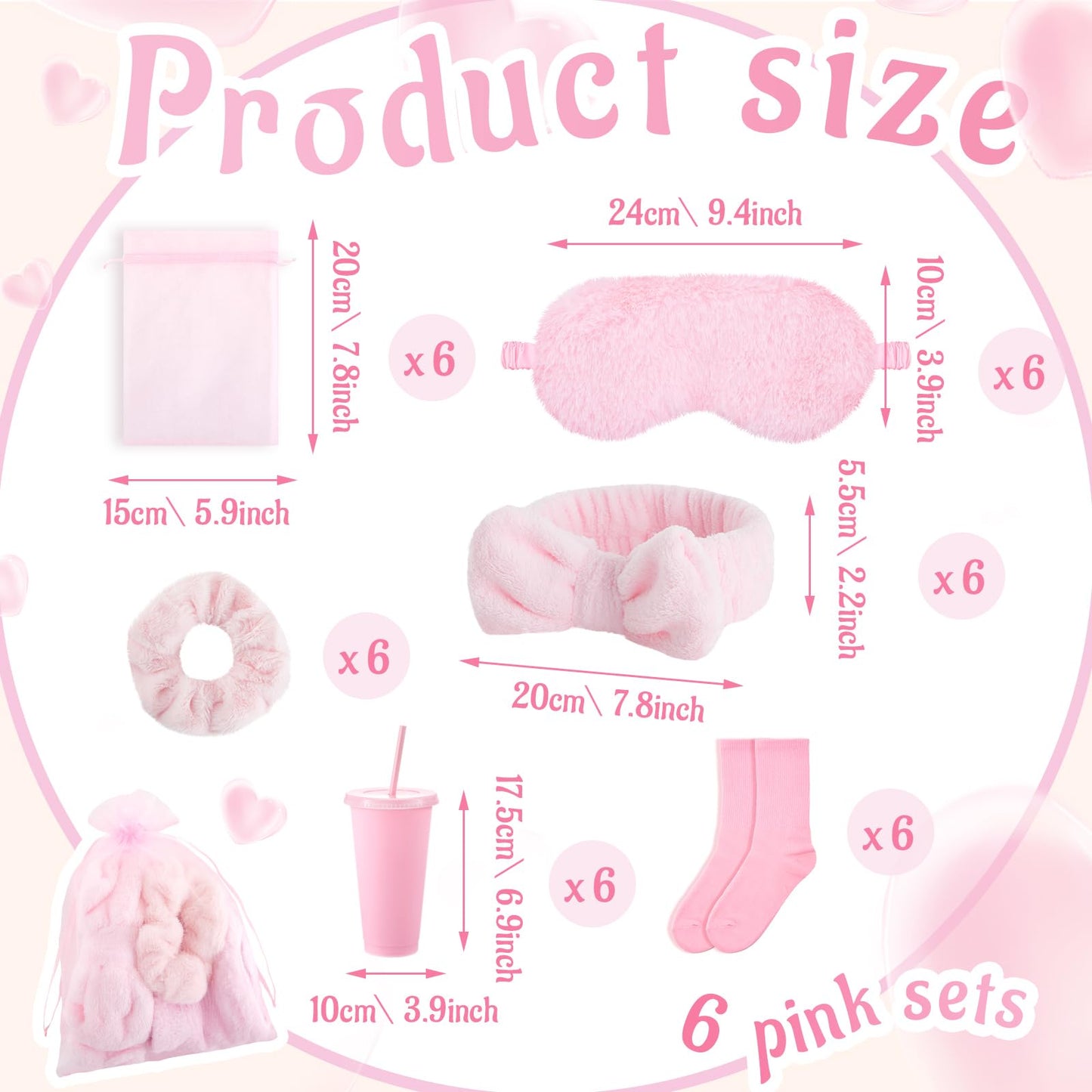 Fanfanwin 48 Pcs Sleepover Party Supplies Spa Birthday Slumber Pajamas Galentines Party Favors Coquette Throw Blanket Pillow Headband Scrunchies Eye Mask Cup Socks(Pink,Solid Color)