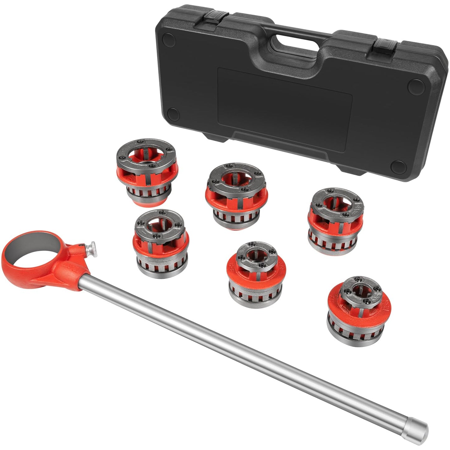 36475 12-R Manual Exposed Ratchet Pipe Threader Kit with 6 Dies, 1/2'' - 2'' NPT Ratcheting Pipe Threading Tool for 1/8" to 2" Plumbing Installation and Repair with Storage Case