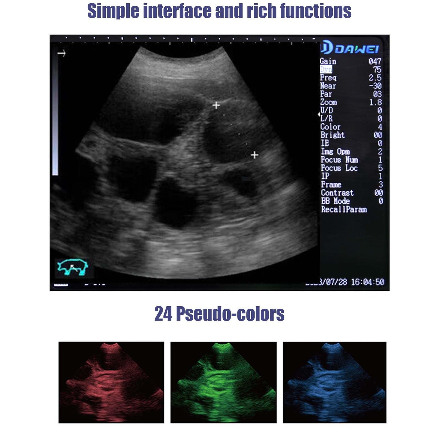DAWEIanimed DAWEI S1 Veterinary Ultrasound Scanner Portable Ultrasound Machine with 7.5Mhz Linear Probe Waterproof for Animals Mouse,Snakes