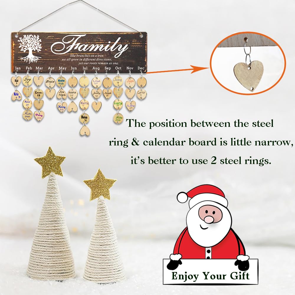 Logresy Birthday Gifts for Grandma, Family Birthday Tracker Reminder Calendar Board, Best Mom Grandma Christmas Mother Day Present Idea, Record Birthday in One Place, New Year Gift for Elderly