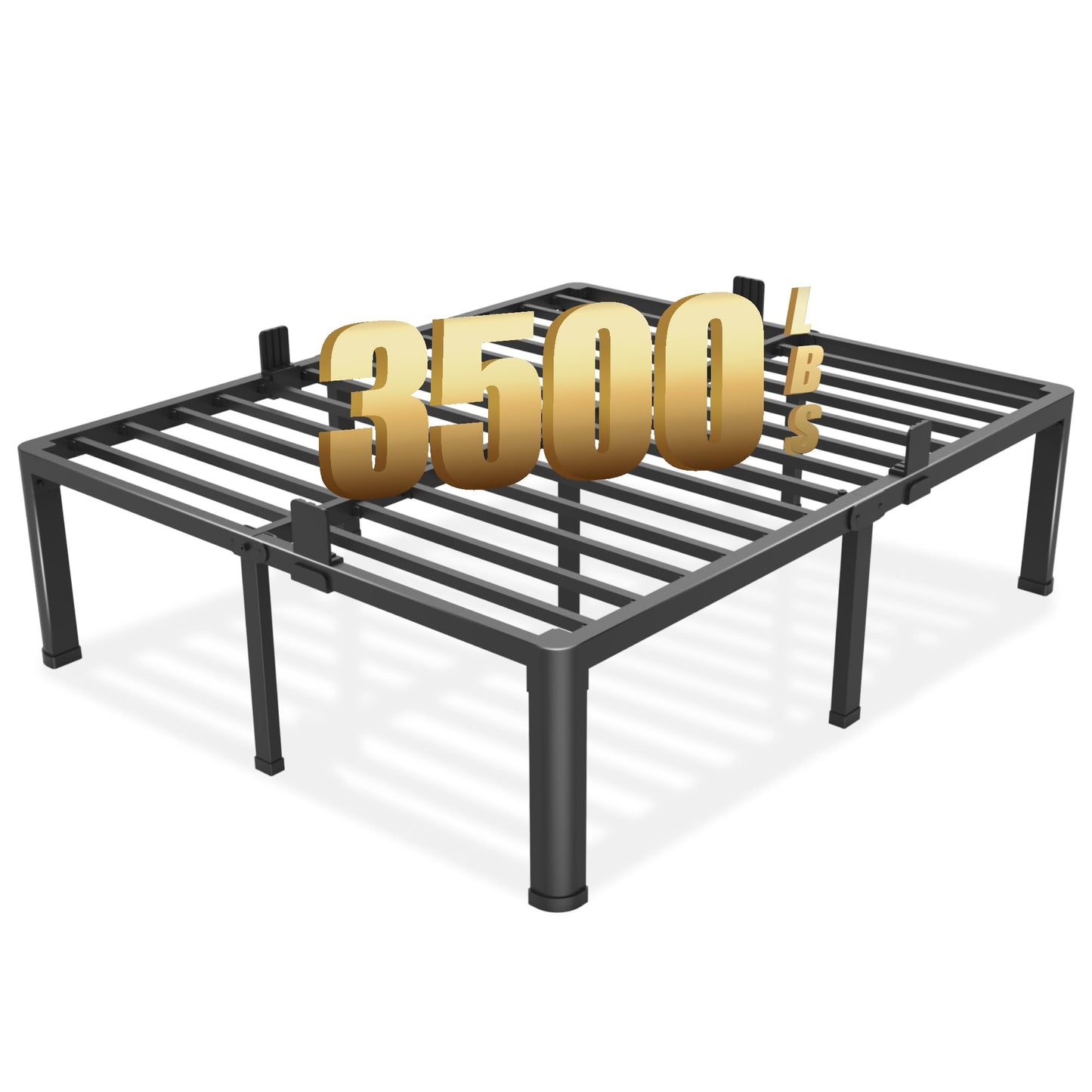 Yitong Angel 18 inch King Size Bed Frame with Round Corner Legs Mattress Slide Stopper,3500 lbs Heavy Duty Metal Platform,Steel Slat Support,No Box Spring Needed,Easy Assembly,Noise Free