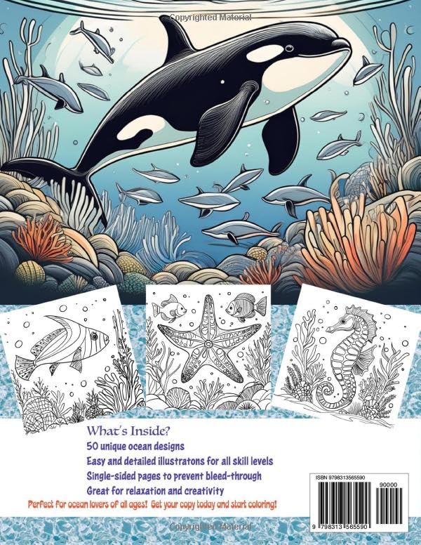 Ocean Scenes: A Fun and Relaxing Sea Life Coloring Book for Kids and Adults: Underwater Wonders: A Fun and Stress-Relieving Coloring Adventure