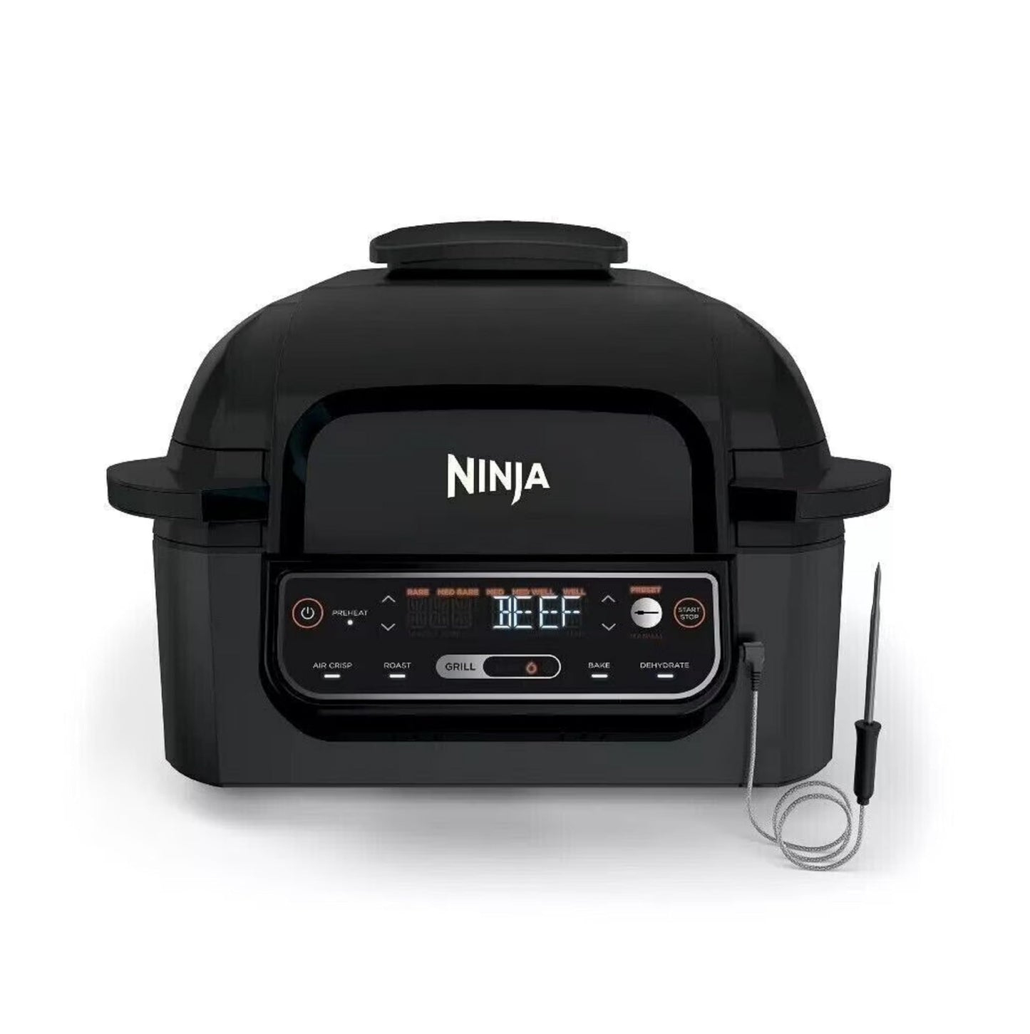 Ninja Foodi Pro 5-in-1 Indoor Integrated Smart Probe, 4-Quart Air Fryer, Roast, Bake, Dehydrate, an Cyclonic Grilling Technology, with 4 Steaks Capacity, in a Stainless Finish