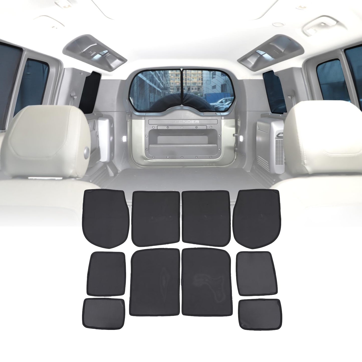 HIRUFAIT Full Window Shade Compatible with 2020-2025 L@nd Rover Defender 110, Breathable Mesh Side Window Screens Shade Cover for Baby, UV Rays Protection Sun Shade Blocker