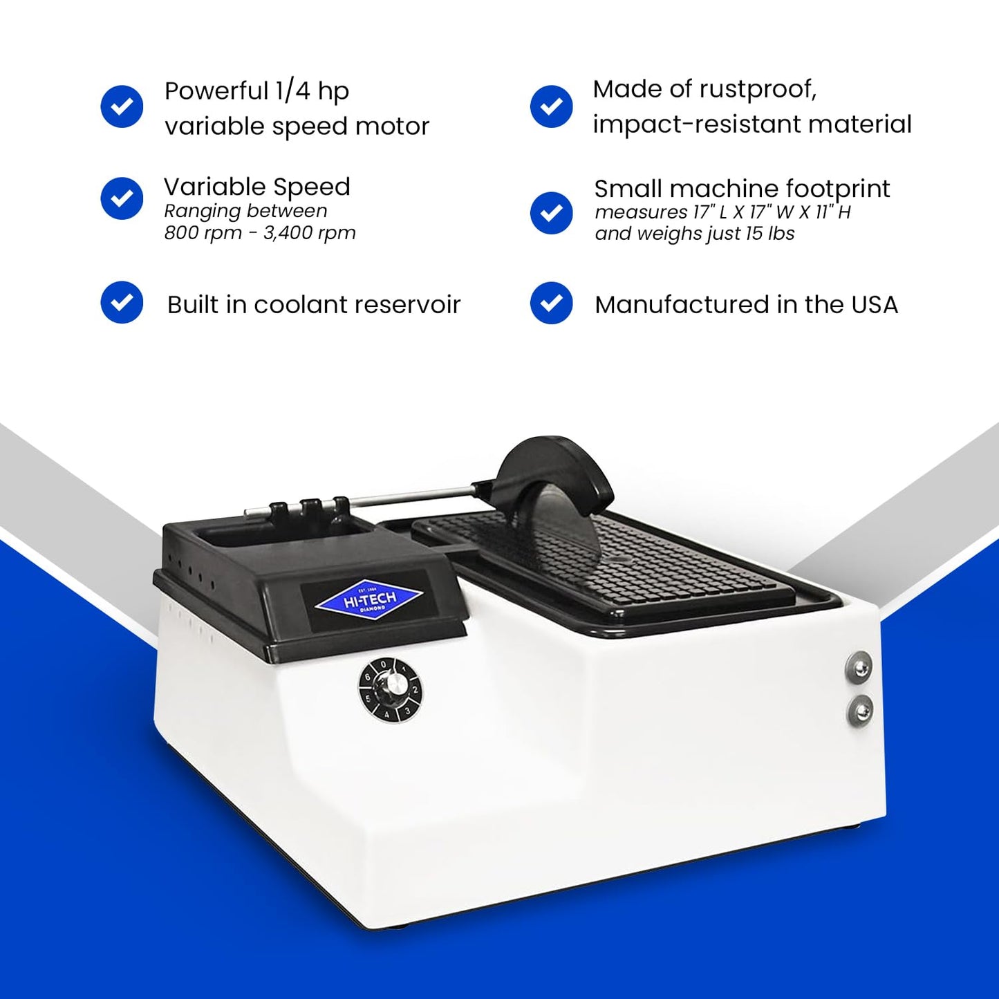Hi-Tech Diamond - 6" Lapidary Saw - Lapidary Equipment Rock, Stone, Glass Cutting, Trimming, Sawing Machine - Stone Cutter Trim Saw and More - Includes TWO 6" Diamond Rock Cutting Blades