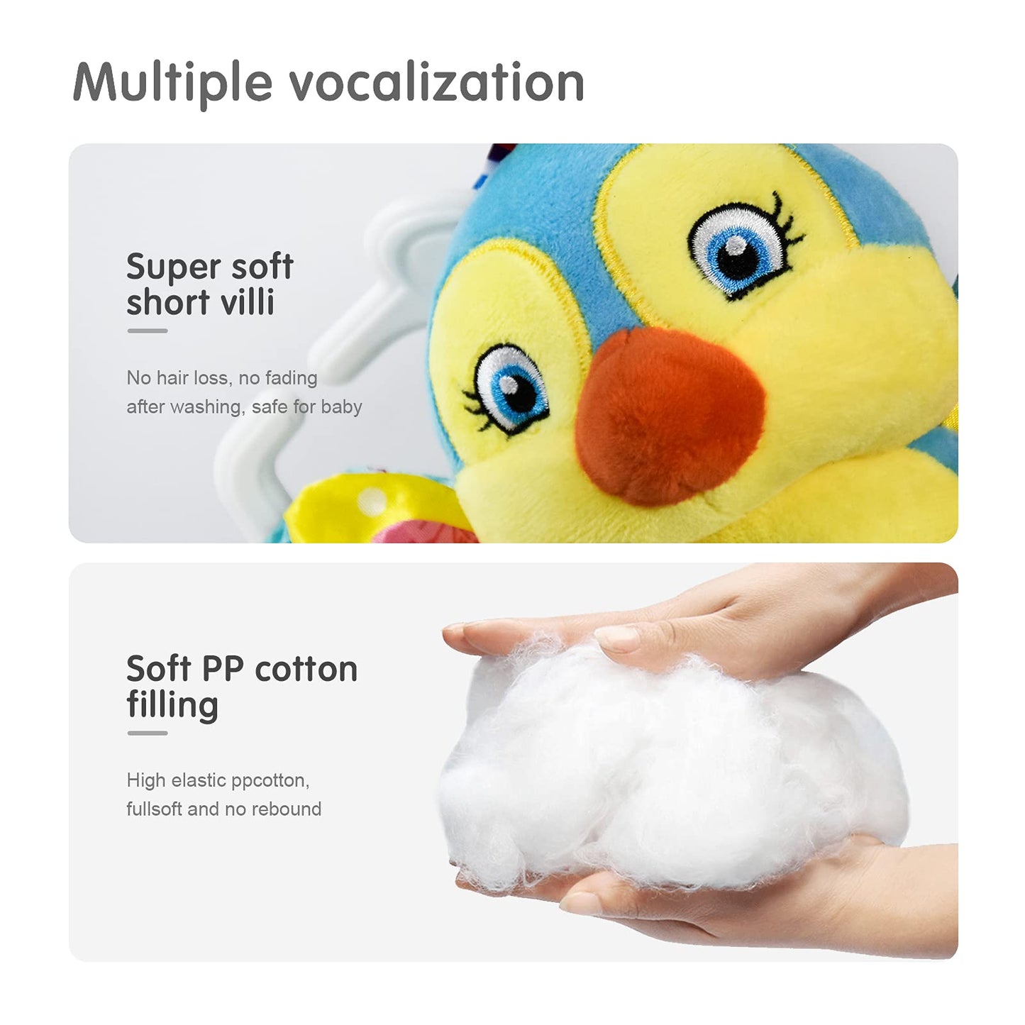 Baby Rattles Toys with Teether,Bed Bell for Toddler in pram,Gifts for Baby Aged 3 Months or More (Bird)