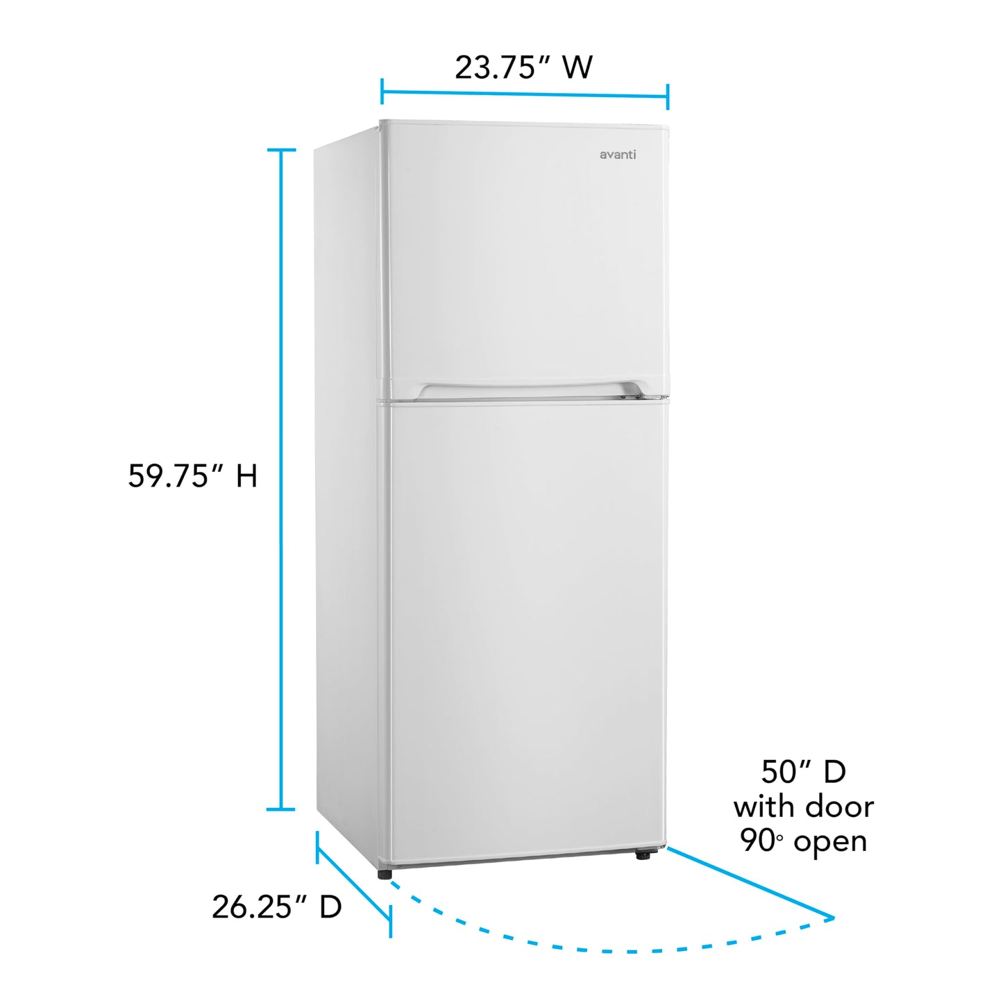 Avanti 10.0 cu.ft. Apartment Size Refrigerator, Compact Fridge with Top Freezer with Temperature Control and Adjustable Shelves and Crisper Drawer, 10.0 cu.ft., White