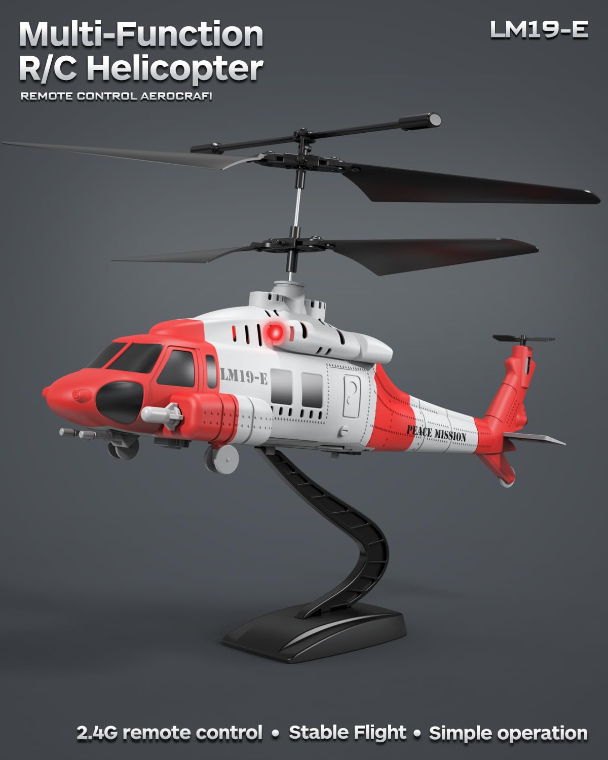 LMRC Army RC Helicopter with 10 Missiles, LM19-E 2.4GHz Remote Control Helicopter for Beginners and Adults, Military Helicopter Toy, LED Lights, Altitude Hold, One-Key Take Off, Indoor Friendly