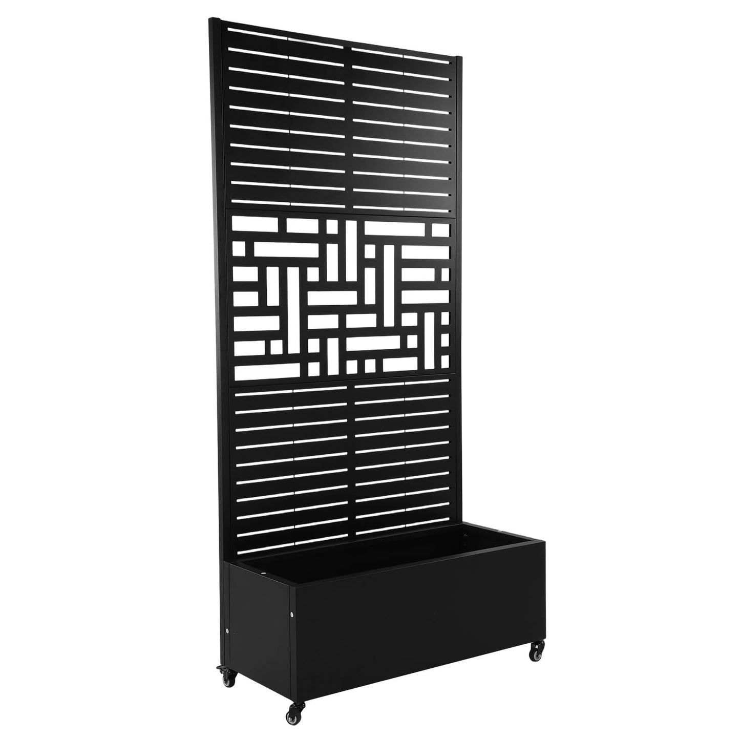 CervidomePro Metal Planter Box with Trellis Standing Planter Box for Climbing Plants/Vines Raised Garden Bed On Wheels 70.87x35.43x15.75 Inch