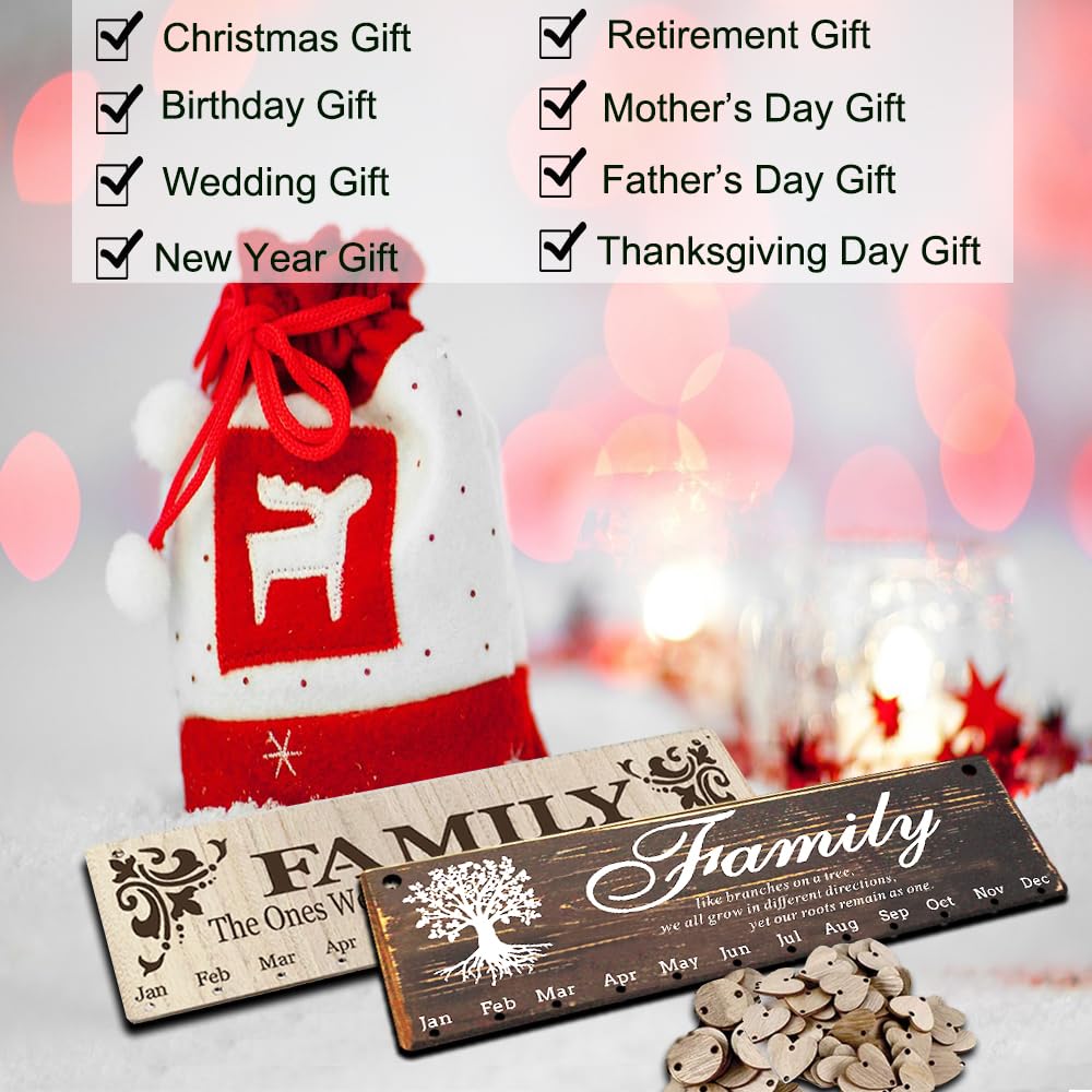 Logresy Birthday Gifts for Grandma, Family Birthday Tracker Reminder Calendar Board, Best Mom Grandma Christmas Mother Day Present Idea, Record Birthday in One Place, New Year Gift for Elderly