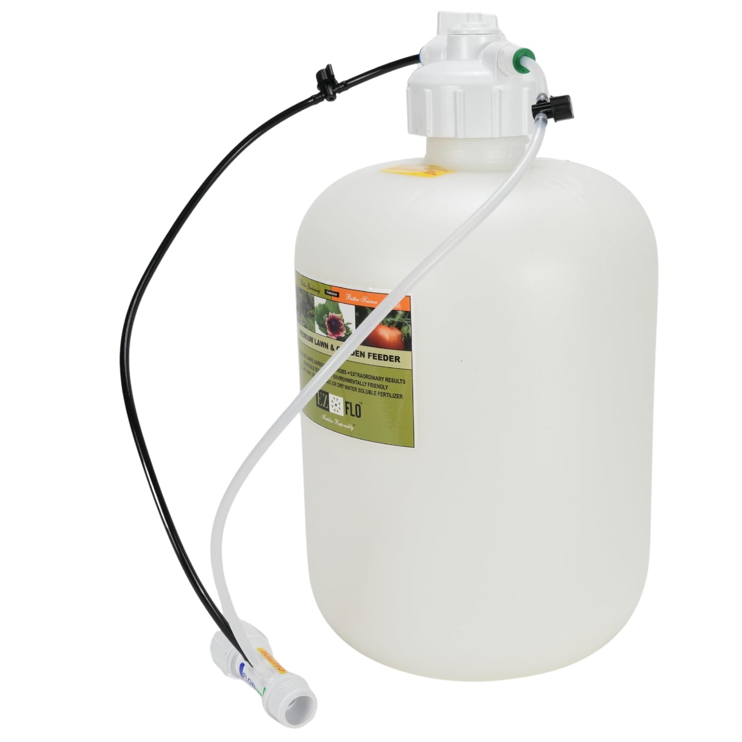 EZ-FLO 2.5‑Gallon Fertilizer Injector | Hose‑Bib & Drip Feeder with Inline Hose Fertilizer Feeder, Covers up to 20 000 sq ft | for On/Off Pressure Only | EZ 2020-HB