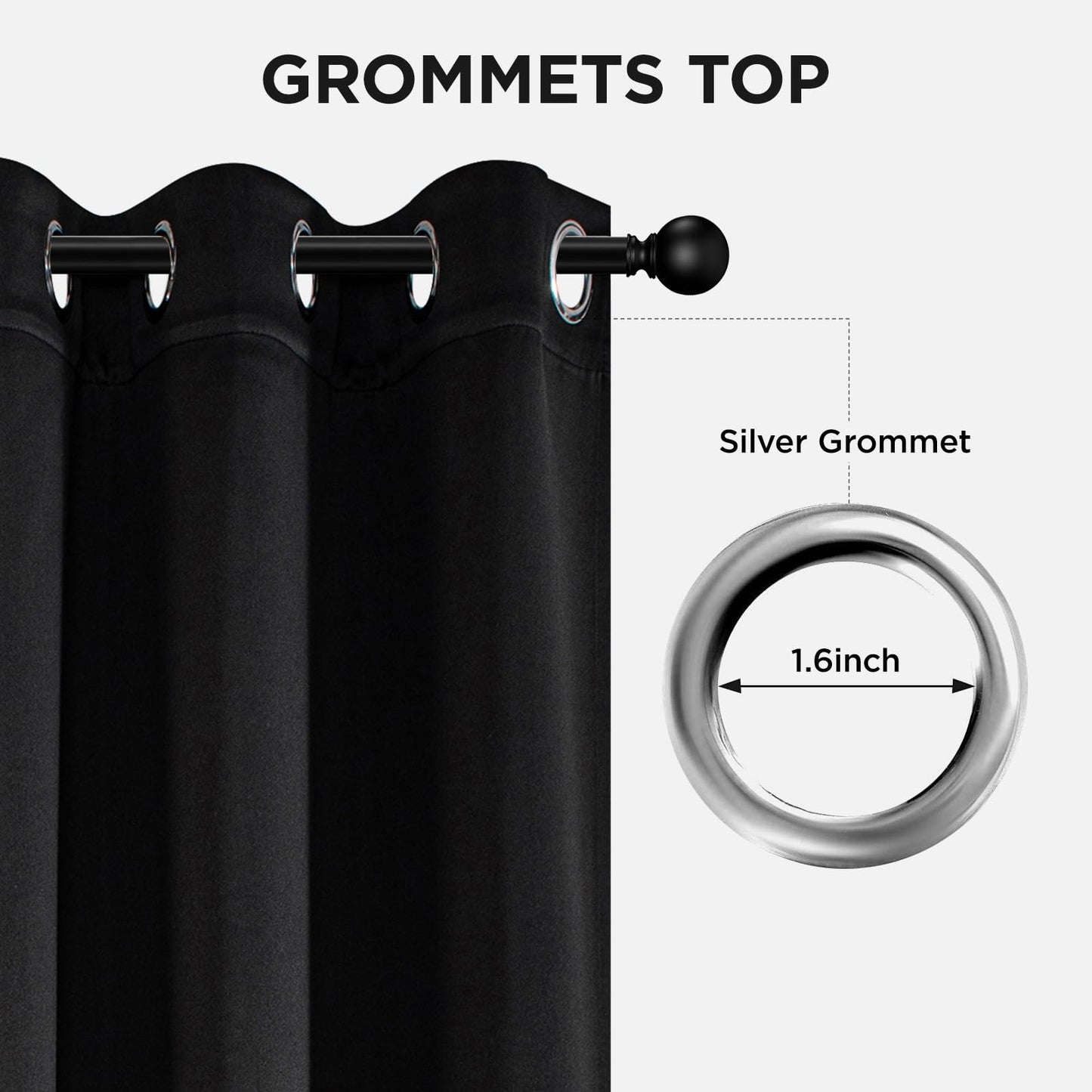 Joydeco Blackout Curtains for Bedroom 84 Inch - Black Out Curtains with Grommets Thermal Insulated Room Darkening Light Blocking, Noise Reducing & Wrinkle-Free Drapes for Living Room Windows, 2 Panels