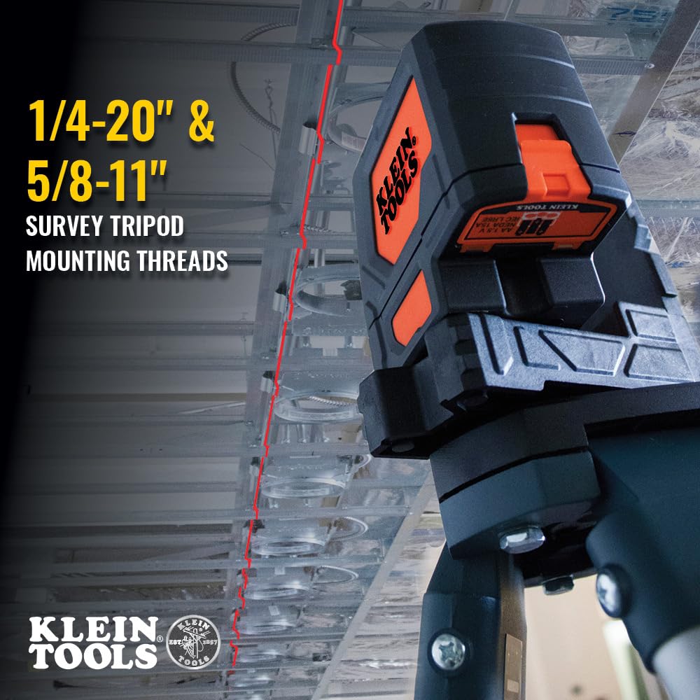 Klein Tools 93LCLS Self-Leveling Class II (≤ 1mW) Laser Level with Bright Red Cross Lines and Plumb Spot, Magnetic and Ceiling Clamp Mounting