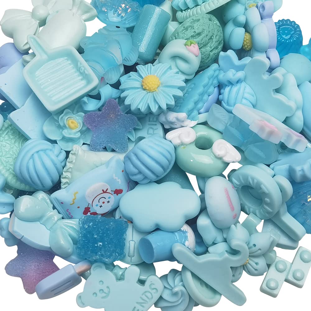 Chenkou Craft 50pcs Lots Mix Assort Easter DIY Flatbacks Resin Flat Back Scrapbooking Slime Beads Supplies for DIY Craft + 1pc Clear Box