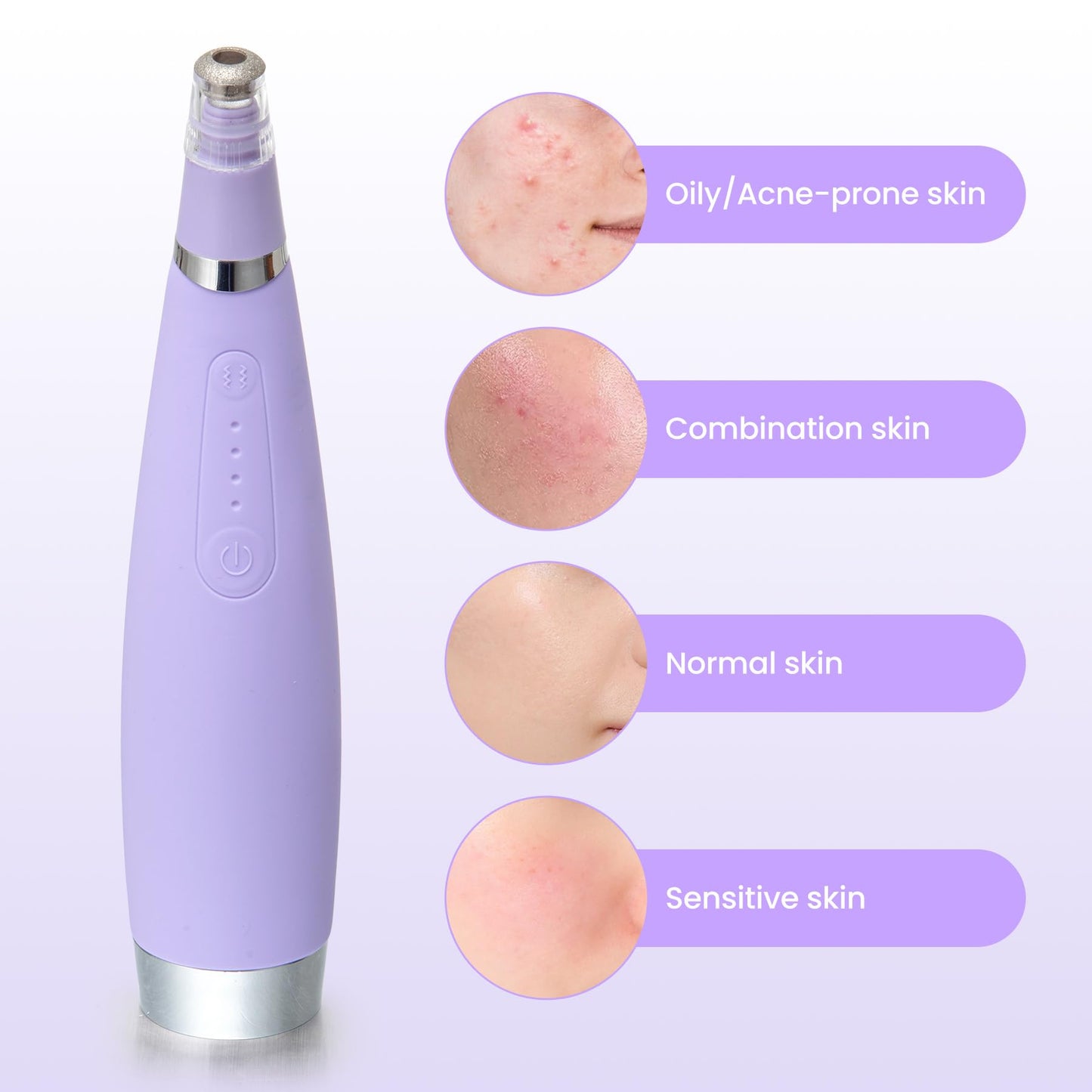 UNOISETION Diamond Microdermabrasion Machine，4 Modes Diamond Microdermabrasion Dermabrasion Machine Tool- - 2 Diamond Tips - 3 Heads - Blackhead Blemishes Remover（Purple）