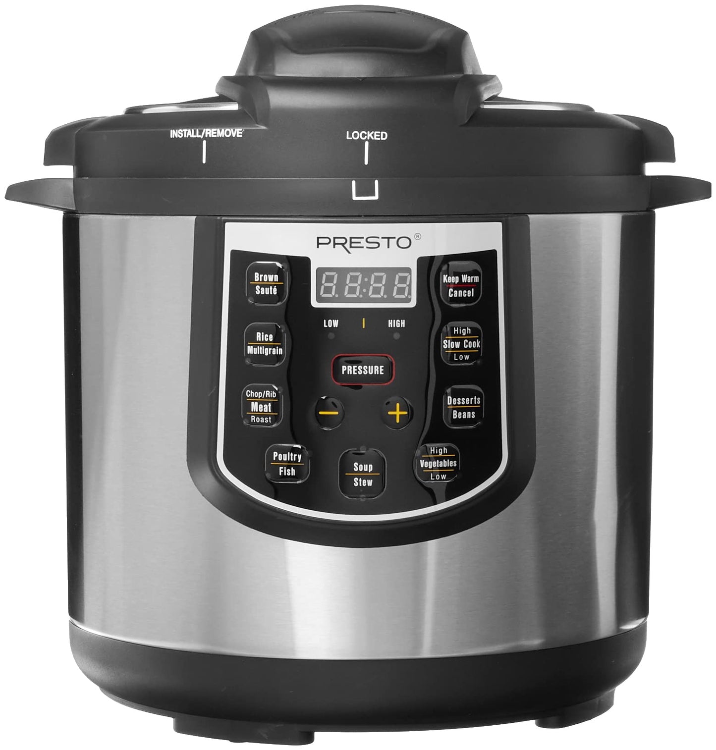Presto 02141 6-Quart Electric Pressure Cooker, Black, Silver, Stainless steel