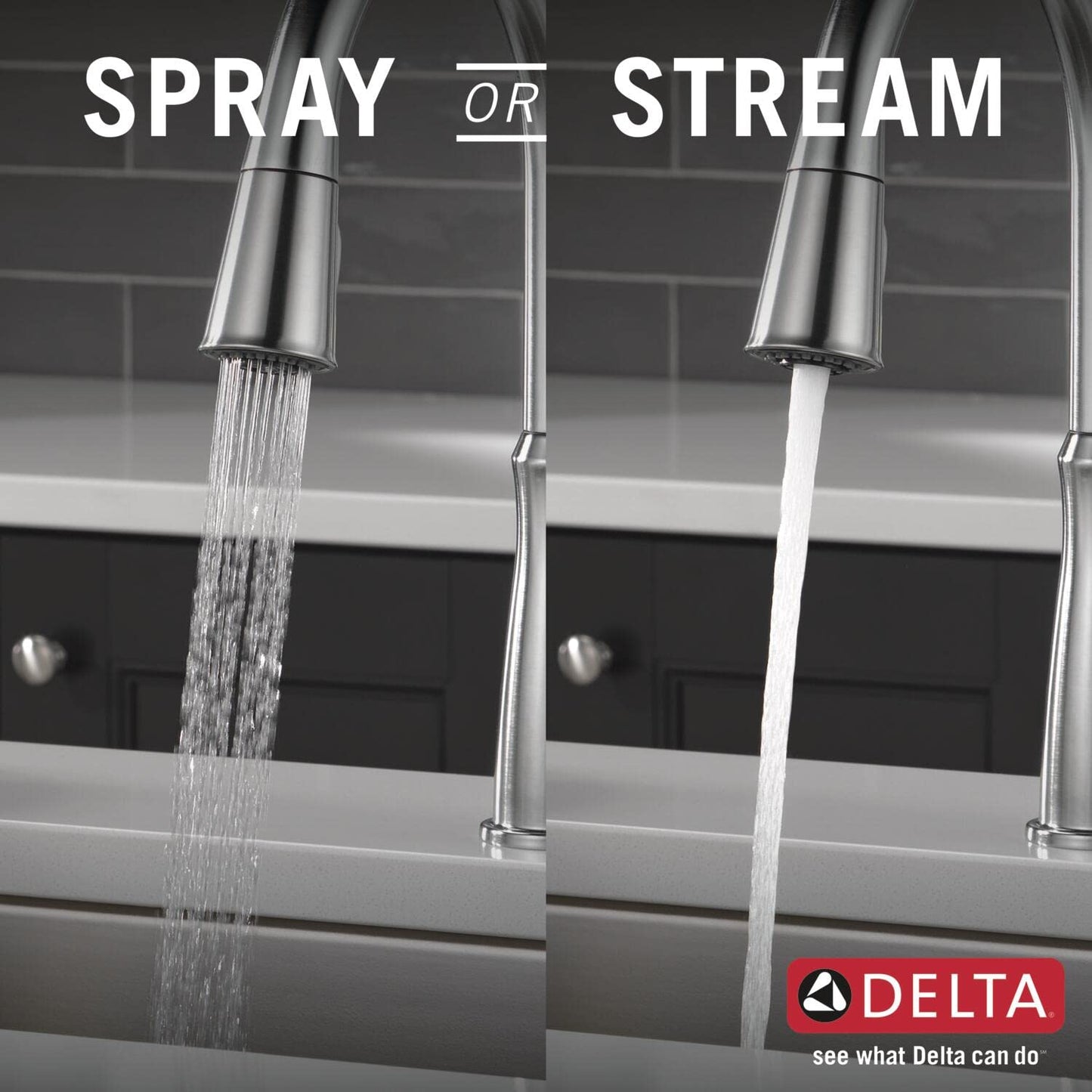 Delta Westville Brushed Nickel Kitchen Faucet with Pull Down Sprayer, Contemporary Single Hole Kitchen Sink Faucet, Single Handle, Arctic Stainless 9110-AR-DST