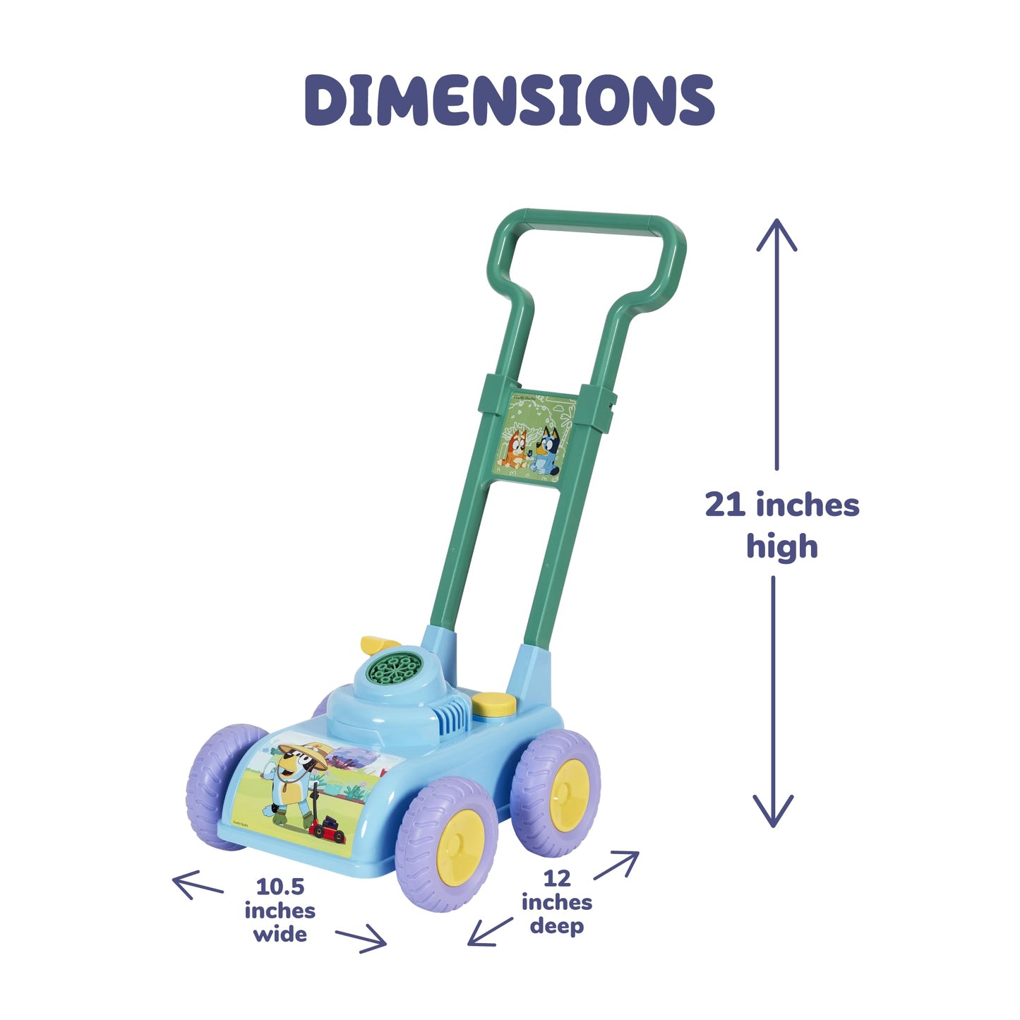 BLUEY Bubble Lawn Mower for Toddlers, Bubble Blowing Machine with Sound for Indoor and Outdoor Gardening Toy, Plays Bluey Music, Birthday, Party Favor for Preschool Girls and Boys