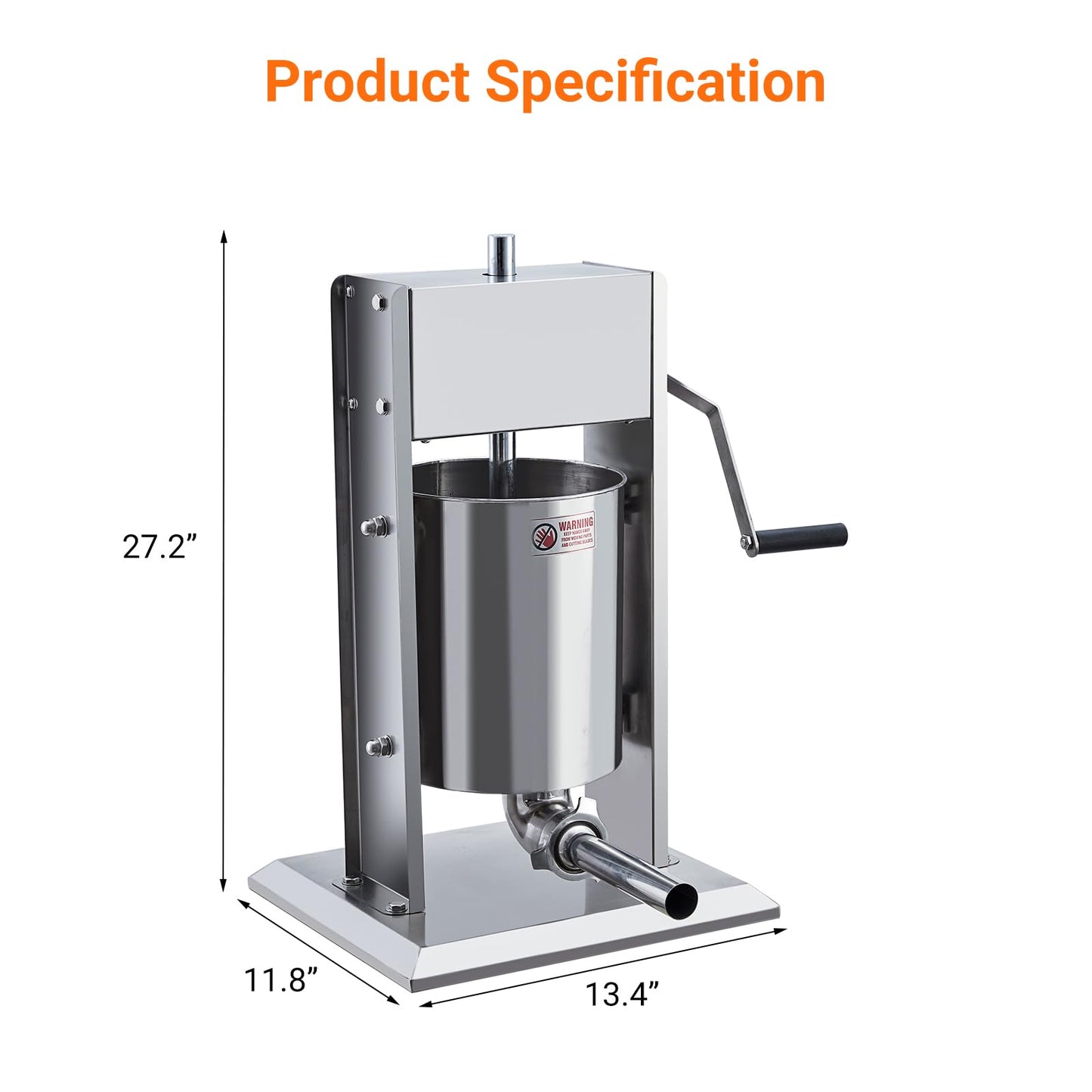 Sausage Stuffer, Manual 15LBS/7L Sausage Maker Machine, Meat Stuffer with Dual Speed, Stainless Steel Heavy Duty Sausage Filler with 5 Stuffing Tubes, for Commercial and Home Use