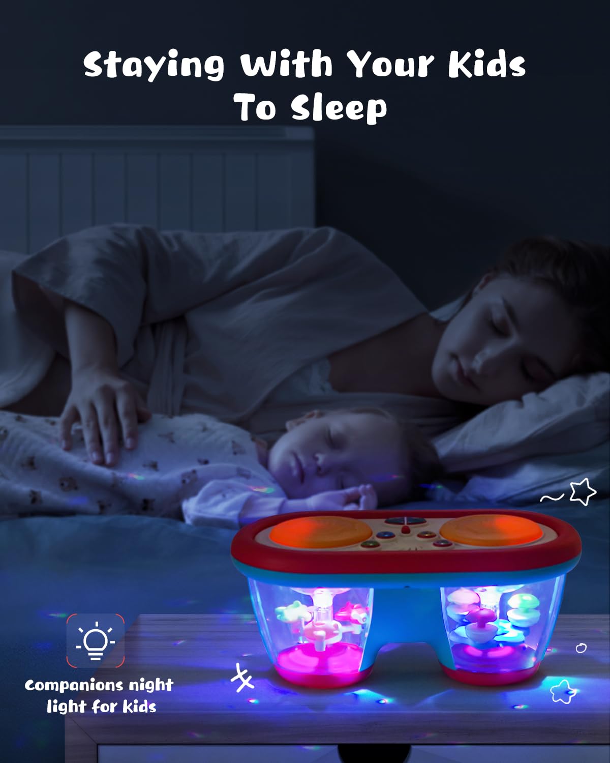 Baby Toys for 6 to 12 Months, Drum Musical Instruments Rotating Light Up Toy for 12-18 Months Kids, Tummy Time Toys for Baby 0-3-6-9 Month, Walker for Baby Boy Girl Toys 1 Year Old (Blue)