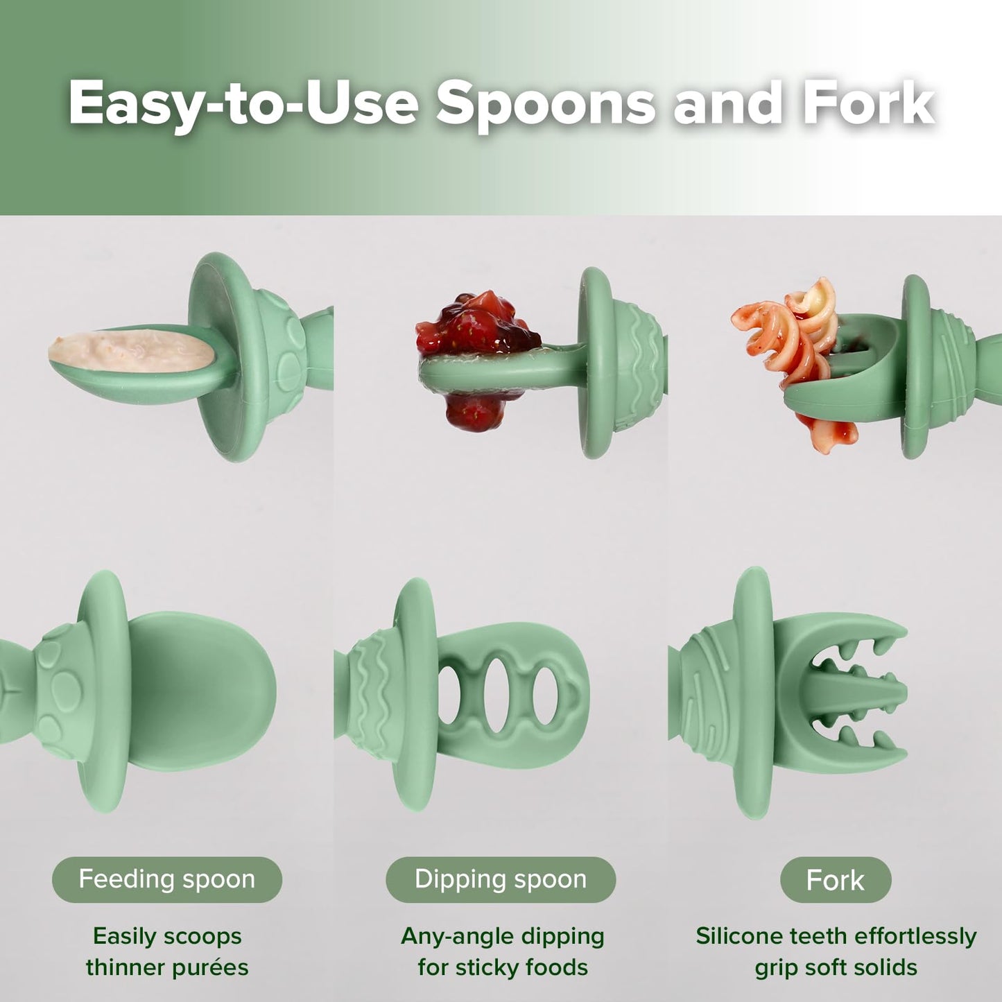 Haakaa Silicone Crab Teether&Astronaut Beginner Silicone Cutlery Set-Baby Toys,360°Baby Toothbrush Head for Infant Self-Brushing Training-Toddler Spoons Self Feeding 6+Months