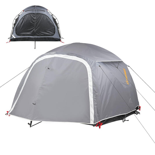 EchoSmile Tents for Camping, Waterproof Windproof Tent with Multi-Pole, 3-5 Person Spacious Dome Tent with Expandable Space for Shoes, Packs & Wet Items, Easy Setup Tent for Camping & Hiking-Gray