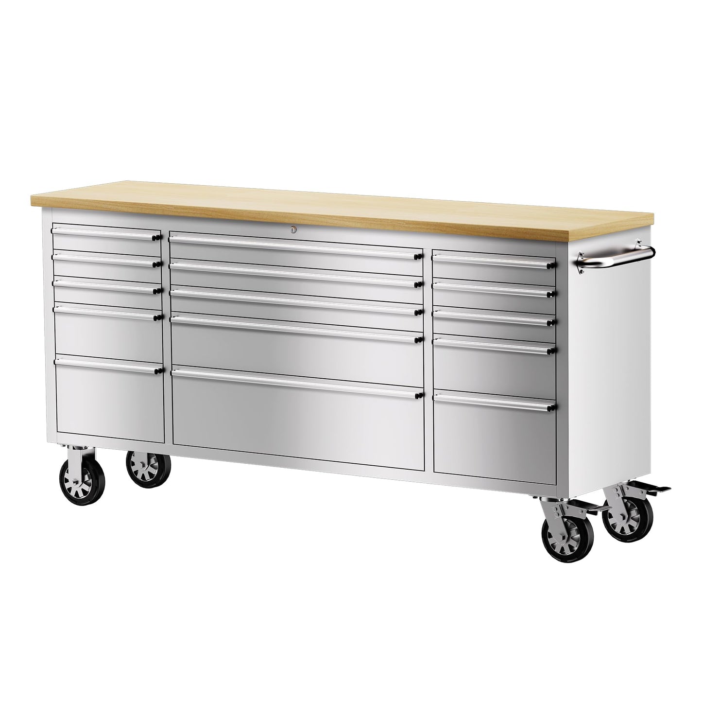 CHETTO C 72 inch Tool Chest Tool Box Mobile 15 Drawers Storage Rolling Cabinet with Wheels Lock Key Locking System Drawer Liners for Garage Warehouse Repair Shop